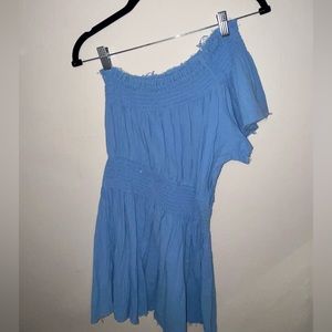 SKYLAR + MADISON blue one-shoulder ruffle mini dress